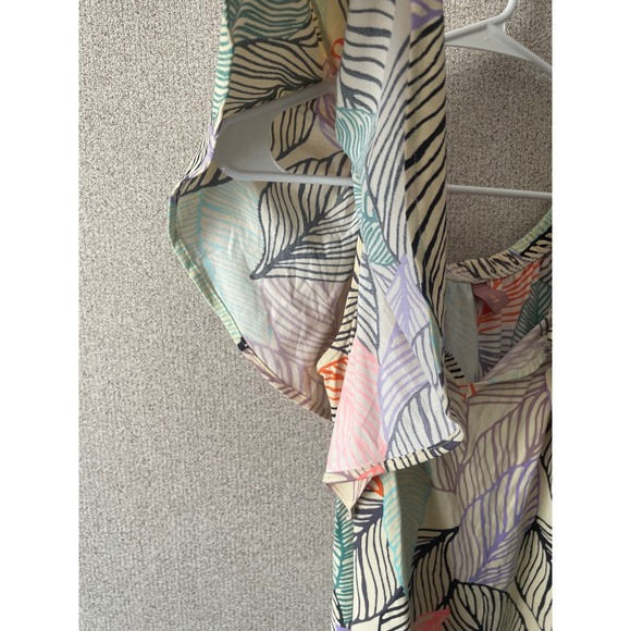 Maaji Colorful Leaf Print Dress Ruffle Flutter Sleeves Vacation Casual Cute - Picture 2 of 9